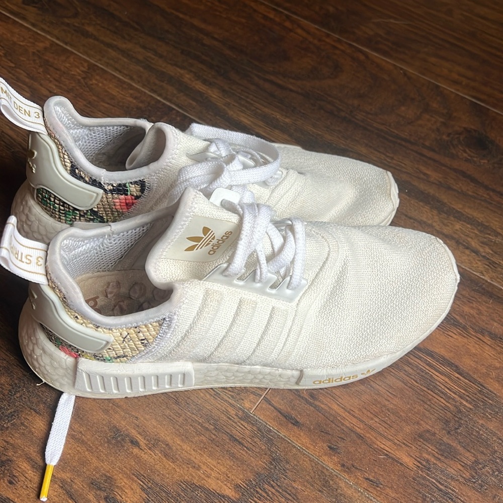 adidas White and Gold Athletic Shoes